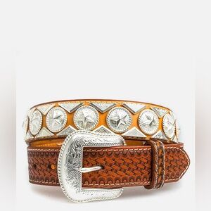 Camel Genuine Leather Rodeo Concho Western Statement Belt